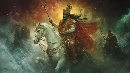 Fantasy Warrior and Horse Illustration