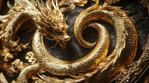 Majestic Golden Dragon Sculpture