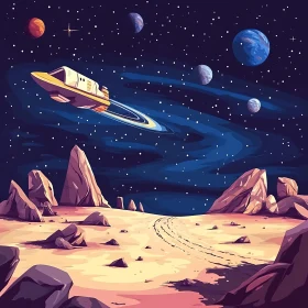 Interstellar Voyage: Spaceship on Exoplanet