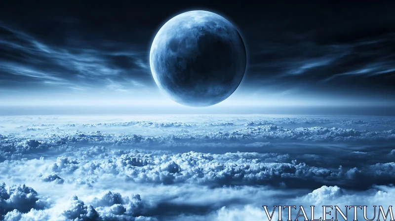 Serene Moon Over Cloudscape