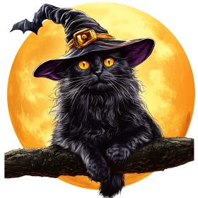 Enchanting Feline Halloween Artwork