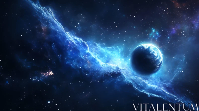 Cosmic Nebula Embracing Distant Planet