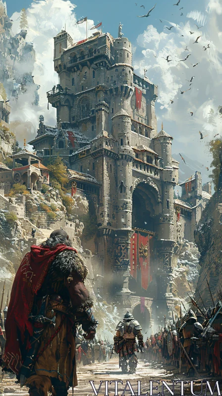 Medieval Fortress and Army Scene