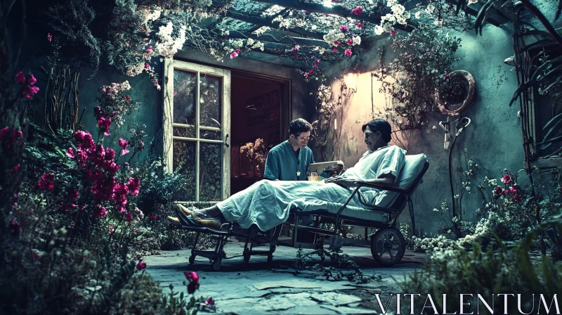 Tranquil Garden Scene with Patient and Doctor