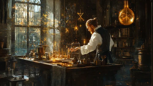 Alchemist at Work - Laboratory Scene