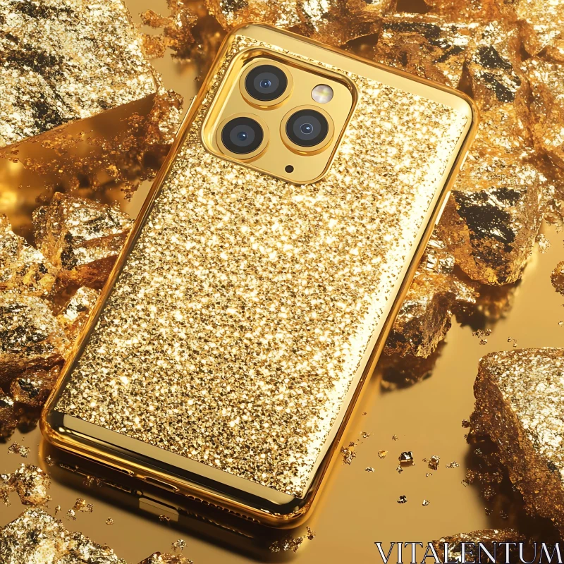 Glittering Gold Smartphone Case for a Touch of Elegance AI Image