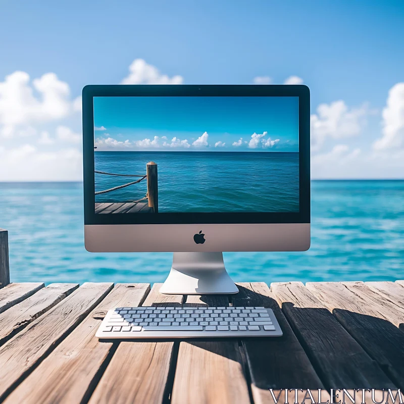 Ocean View with Computer Display