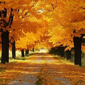 Autumnal Tree-Lined Path