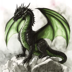 Fantasy Dragon on Mountain Peak