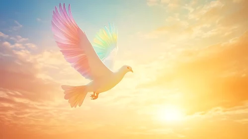 White Dove Ascending into the Sky