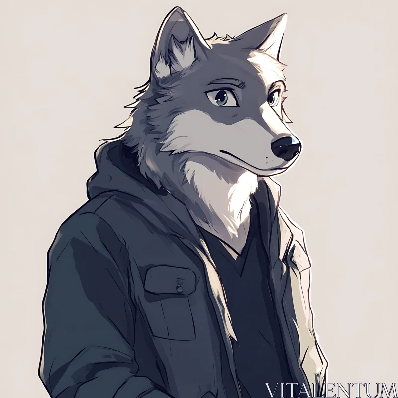 Anthropomorphic Wolf in Casual Attire