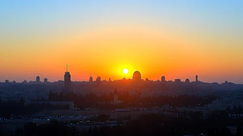 Sunrise over Jerusalem Cityscape