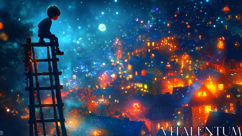 AI ART Starry Night Cityscape