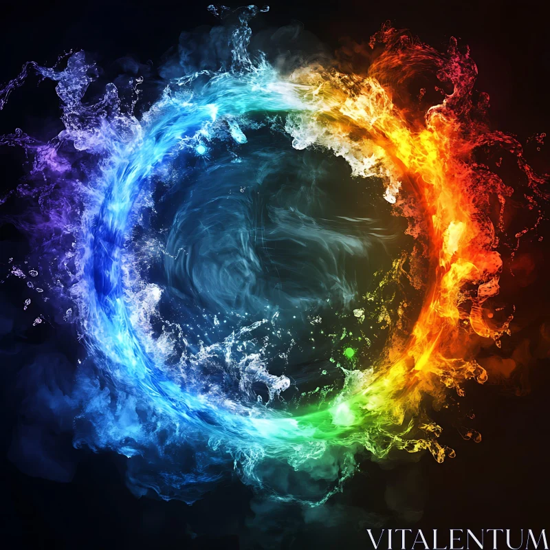 Elemental Color Circle Art AI Image