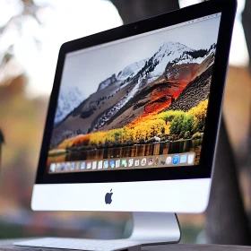 iMac Desktop with Autumn Mountain Scene