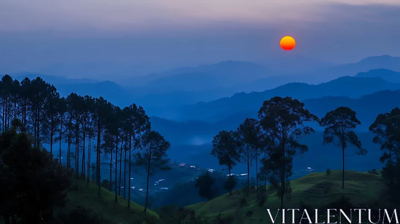 Blue Mountain Sunset Scenery