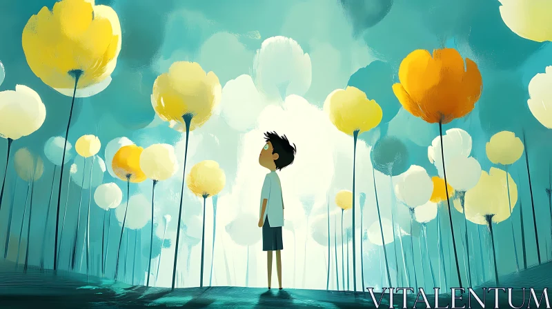 AI ART Child's Wonder: A Floral Dreamscape