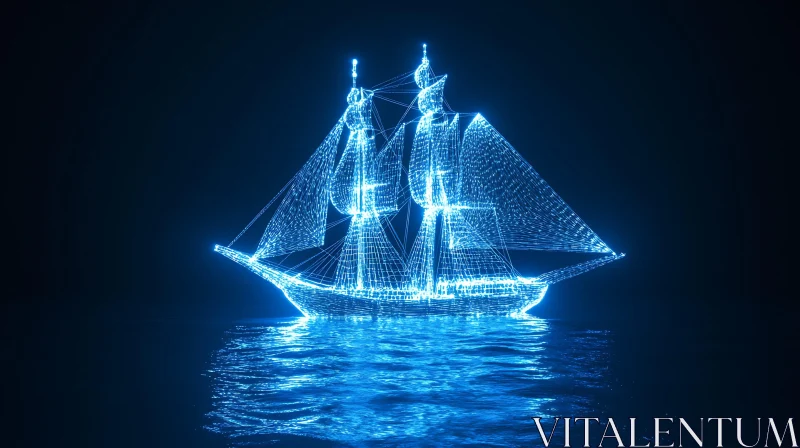 Luminous Ship on Dark Water
