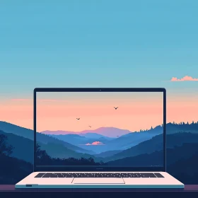 Mountain View on Laptop