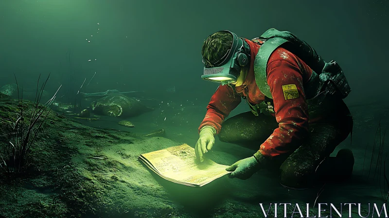 Submerged Explorer with Nautical Chart AI Image
