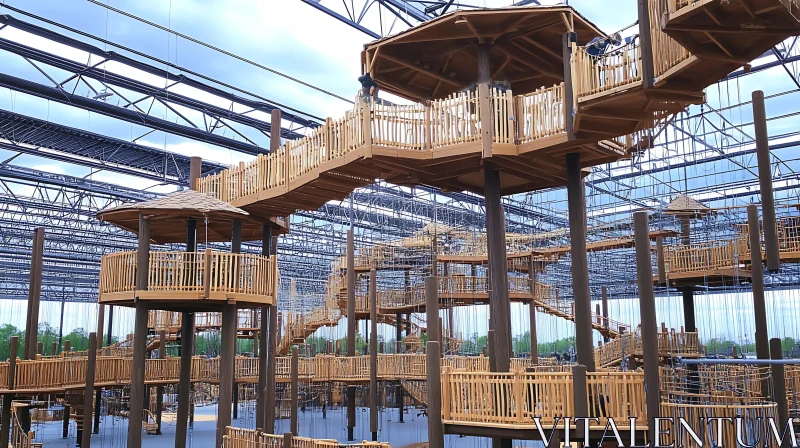 AI ART Indoor Adventure Park with Elevated Wooden Structures