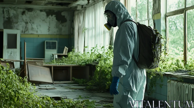 Post-Apocalyptic Survivor in Overgrown Ruins