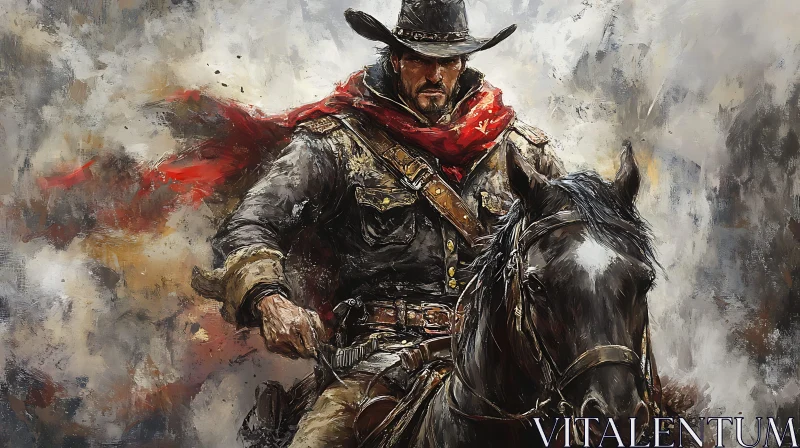 Western Cowboy and Horse Oil Painting