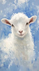 Innocent Lamb Art with Blue Background