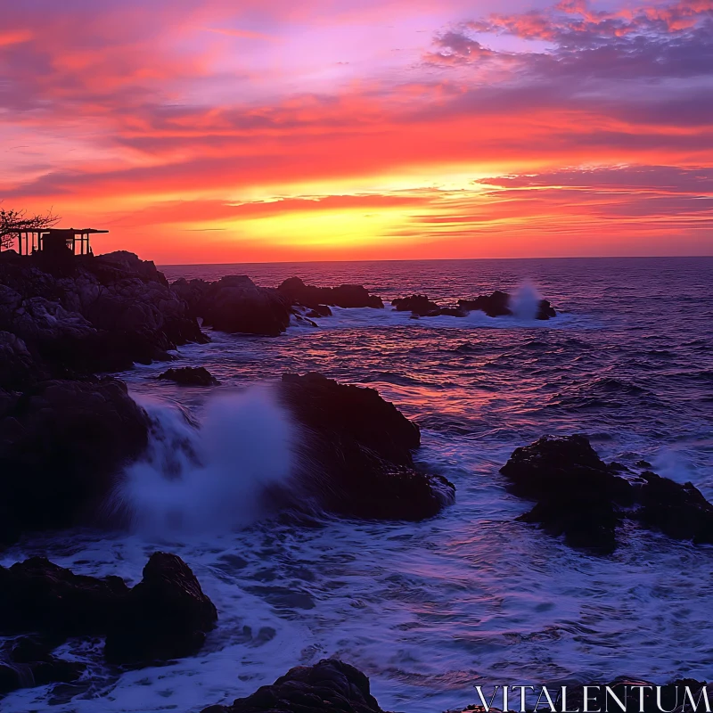 Sunset Over the Ocean AI Image