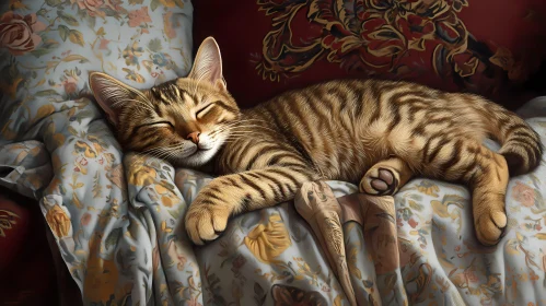 Cozy Tabby Cat in Relaxation