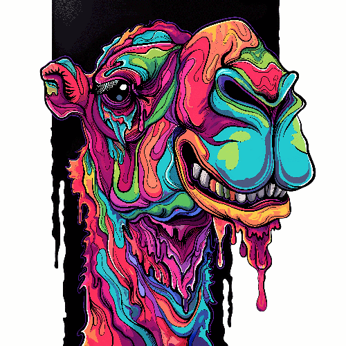 Abstract Digital Art of a Camel Facing Viewer
