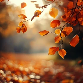 Autumnal Leaves in Golden Sunlight