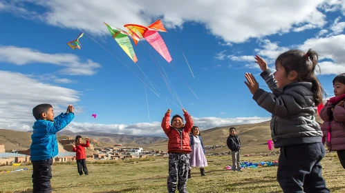 Kids Playing with Kites Outdoors