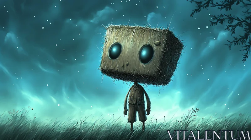 Cube Head Character in Field