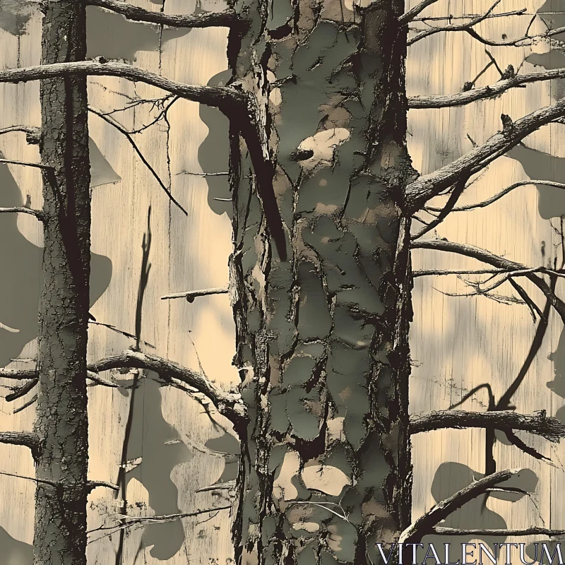 Sepia Toned Tree Bark Close Up