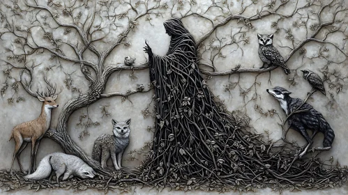 Monochrome Forest Guardians Artwork