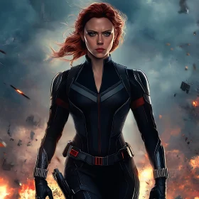 Strong Woman Amidst Chaos