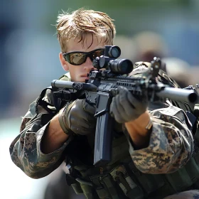 Soldier in Action, Rifle Aimed