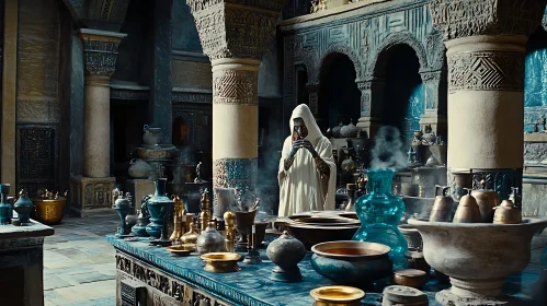Enigmatic Figure in Grand Hall