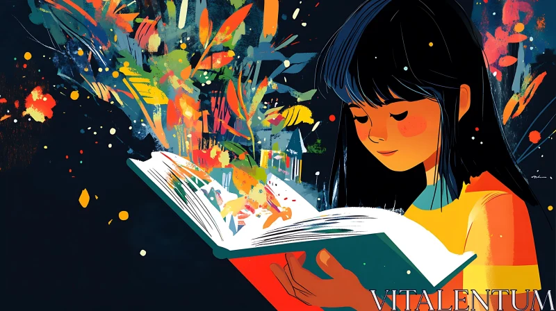 Child's Imagination While Reading a Book