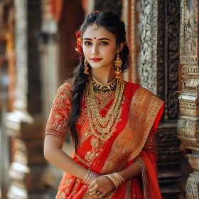Portrait of Woman with Gold Jewelry