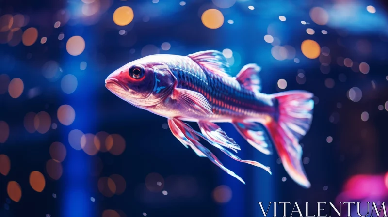 Colorful Fish Swimming in a Blue Bokeh Background - Realistic Hyper-Detailed Artwork AI Image