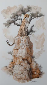 Cheetah and Rocky Landscape