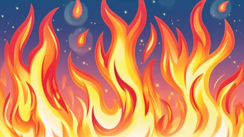 Vibrant Fire Illustration with Colorful Flames