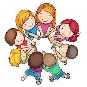 Cartoon Kids Circle: A Symbol of Unity