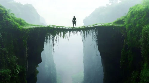 Solitary Figure on Stone Bridge