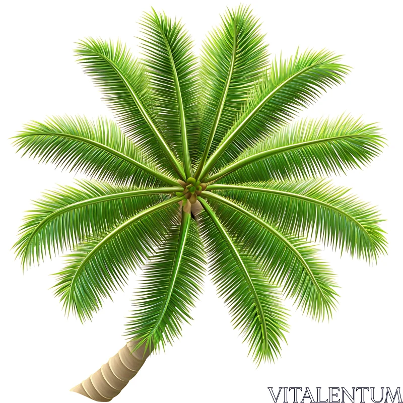 Green Palm Fronds on White