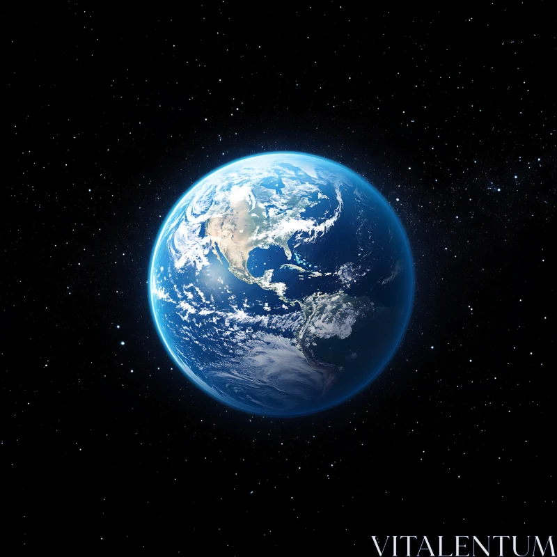Blue Planet in Starry Void