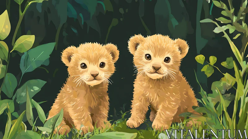 Two Cute Lion Cubs