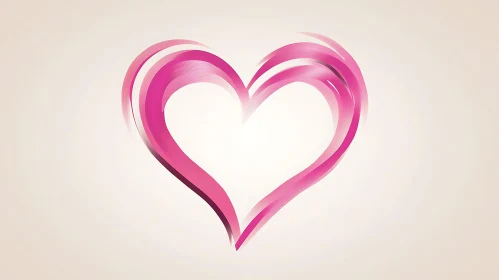 Abstract Heart with Pink Flowing Ribbons